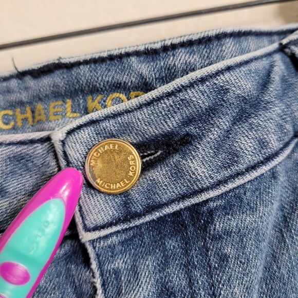 Michael Kors Size 10 Jeans Women Izzy Skinny denim button pockets zip - Picture 4 of 12
